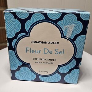 Jonathan Adler Fleur De Sel Scented Candle 11 oz Blue White Box New with Flaw